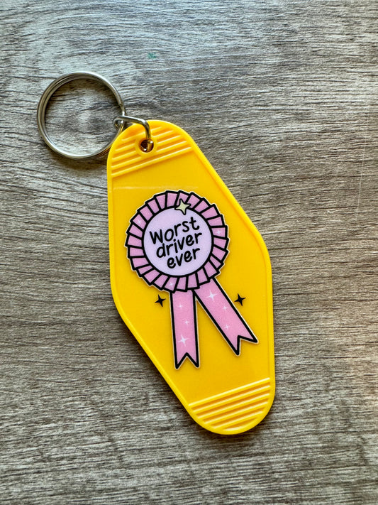 Worst Driver Ever- Double Sided Motel Keychain