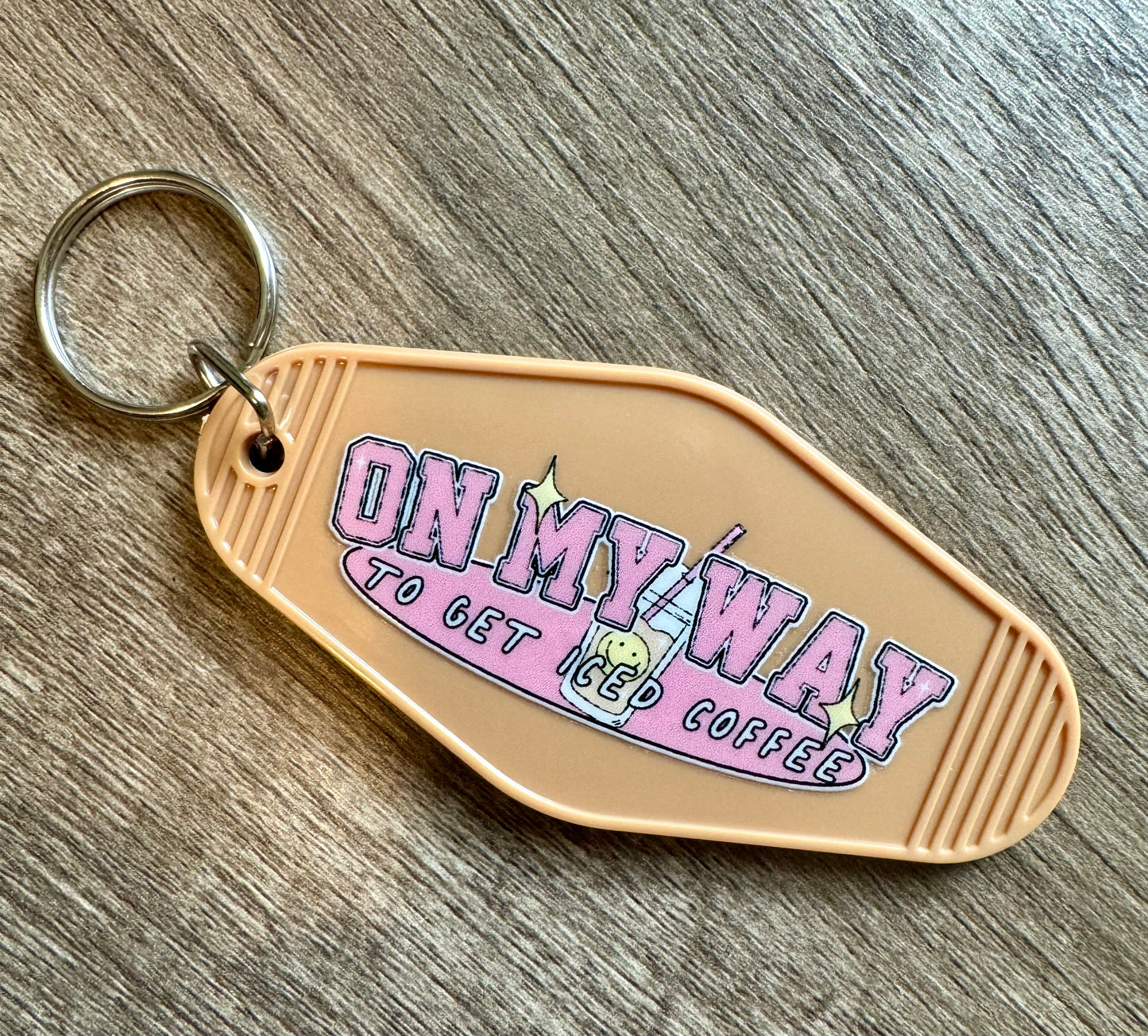 On My Way To Get Iced Coffee - Single Sided Motel Keychain